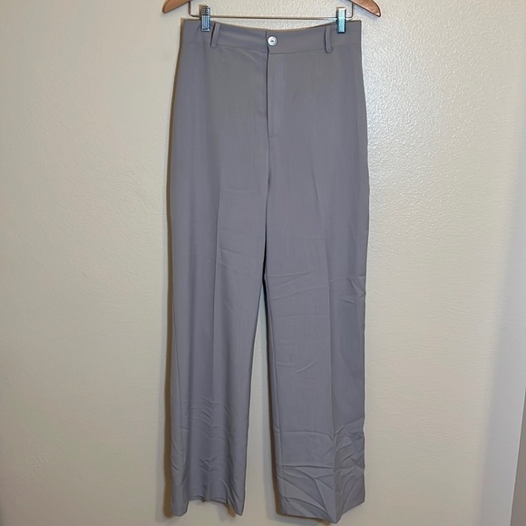NWT Boohoo Light Gray Tall Wide Leg Trousers - Picture 1 of 11